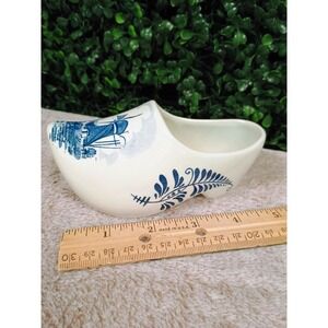 Vintage Blauw Delft Blue Dutch Clog Shoe Porcelain Trinket Dish Windmill Holland